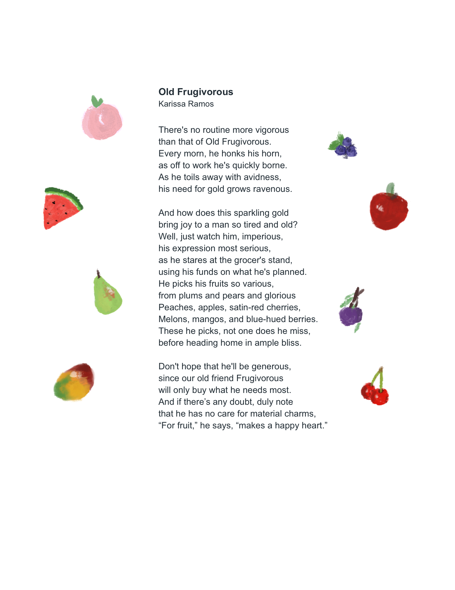 Illustrated presentation of “Old Frugivorous”